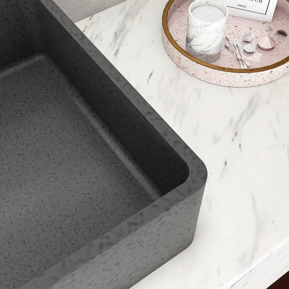 Dark Gray Concrete Bathroom Vanity - 19.68" Rectangular Sink