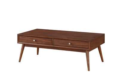 Brown Wood Coffee Table with Drawers - 48" x 24"