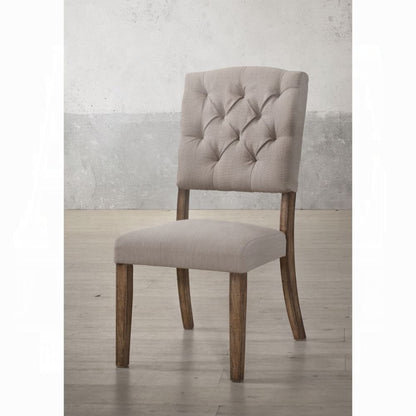 Beige Oak Dining Chairs Set of 2 - Rustic Transitional Style