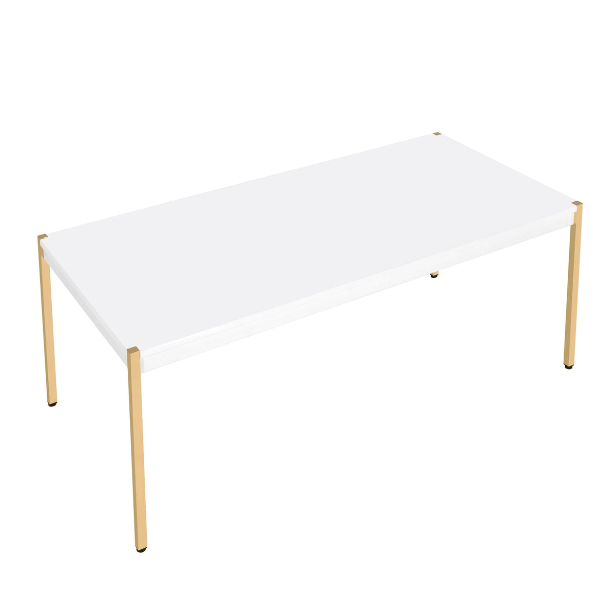 White & Gold Rectangle Coffee Table - Modern Style