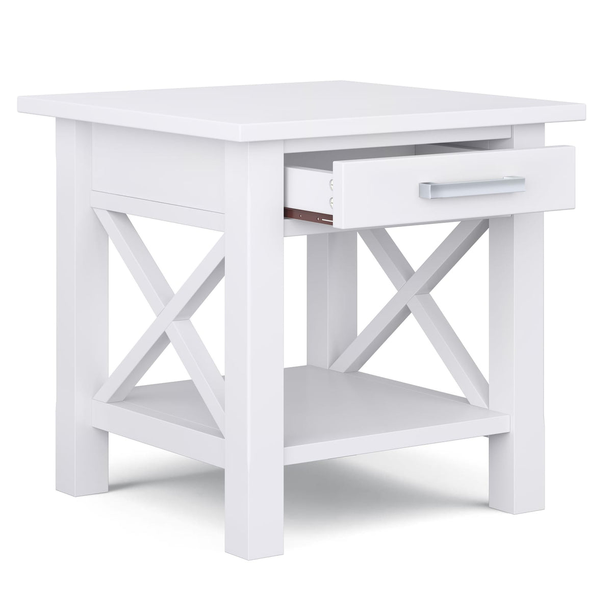 Kitchener End Table - White Wood Storage for Living Room