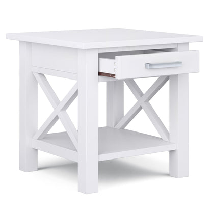 Kitchener End Table - White Wood Storage for Living Room