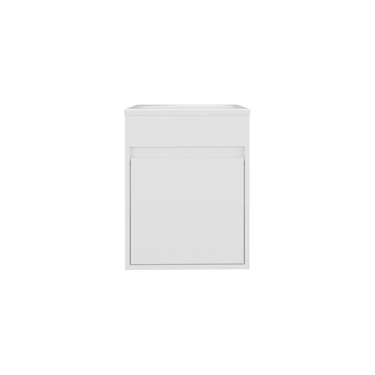 White MDF Bathroom Vanity - Compact Wall Mounted Storage