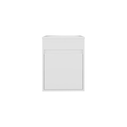 White MDF Bathroom Vanity - Compact Wall Mounted Storage