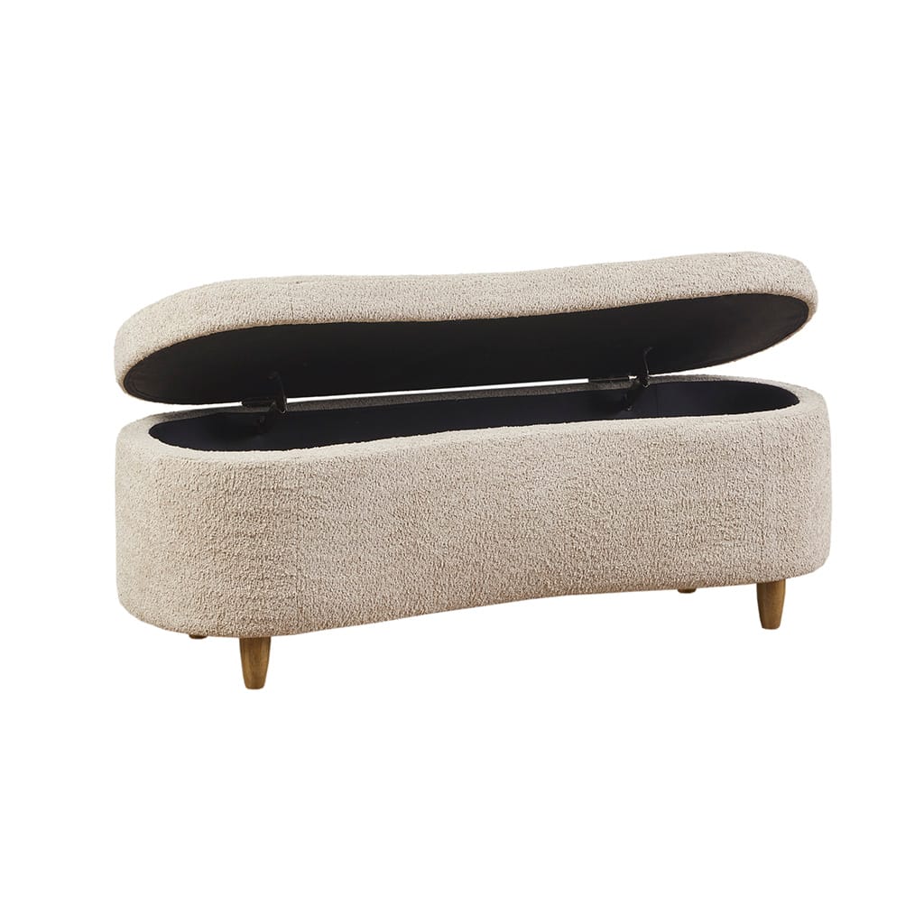 Taupe Polyester Flip Top Storage Bench - 16.5" x 48"