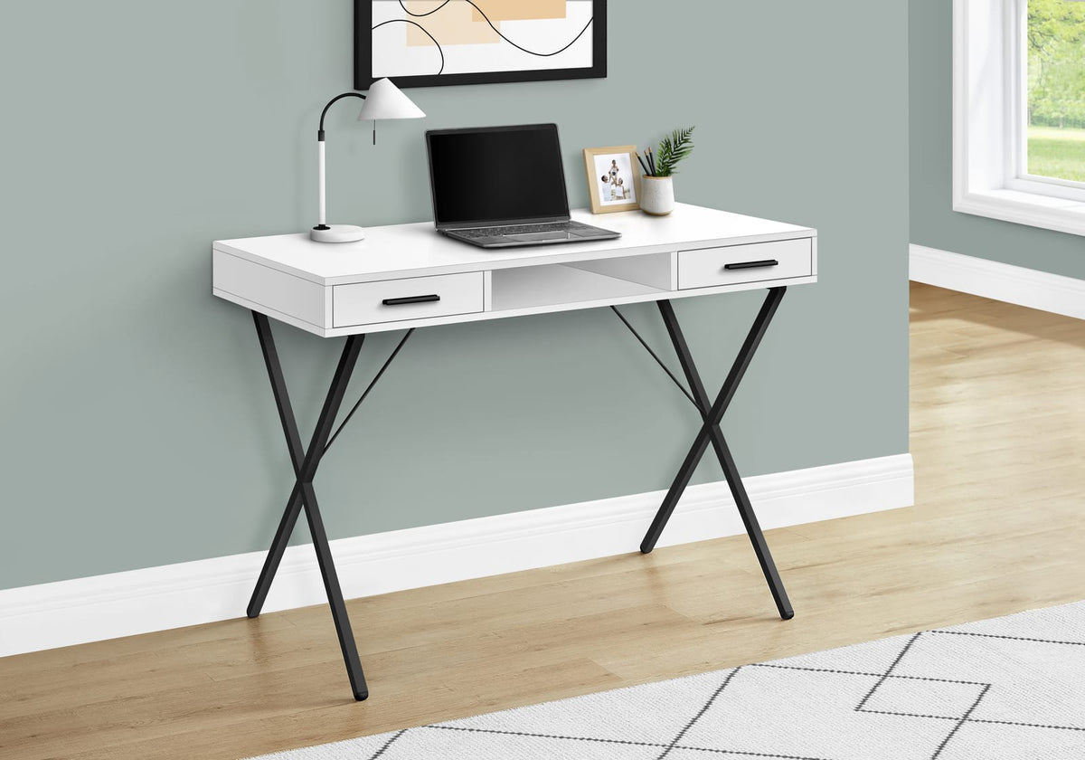 White Computer Desk with Storage Drawers - 42" L x 20" W for Home Office
