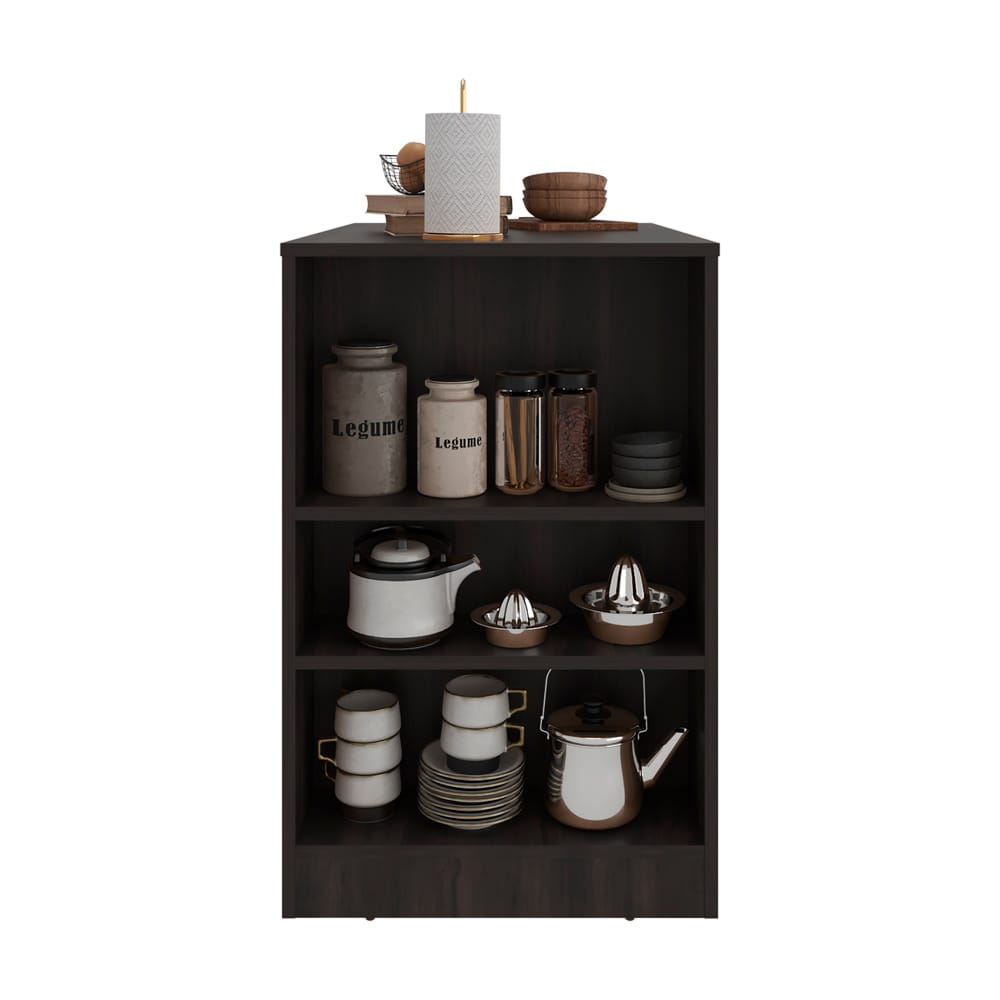 Beige Kitchen Island with Shelves - 36" Dining Cart for Dining Room