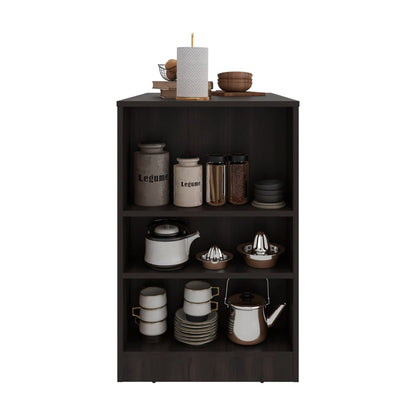 Beige Kitchen Island with Shelves - 36" Dining Cart for Dining Room