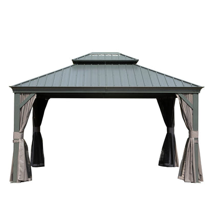10x12 Hardtop Gazebo Outdoor Shade Structure in Grey Aluminum
