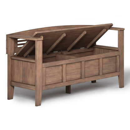 Dark Brown Wood Entryway Bench - 48" Wide Storage Seat