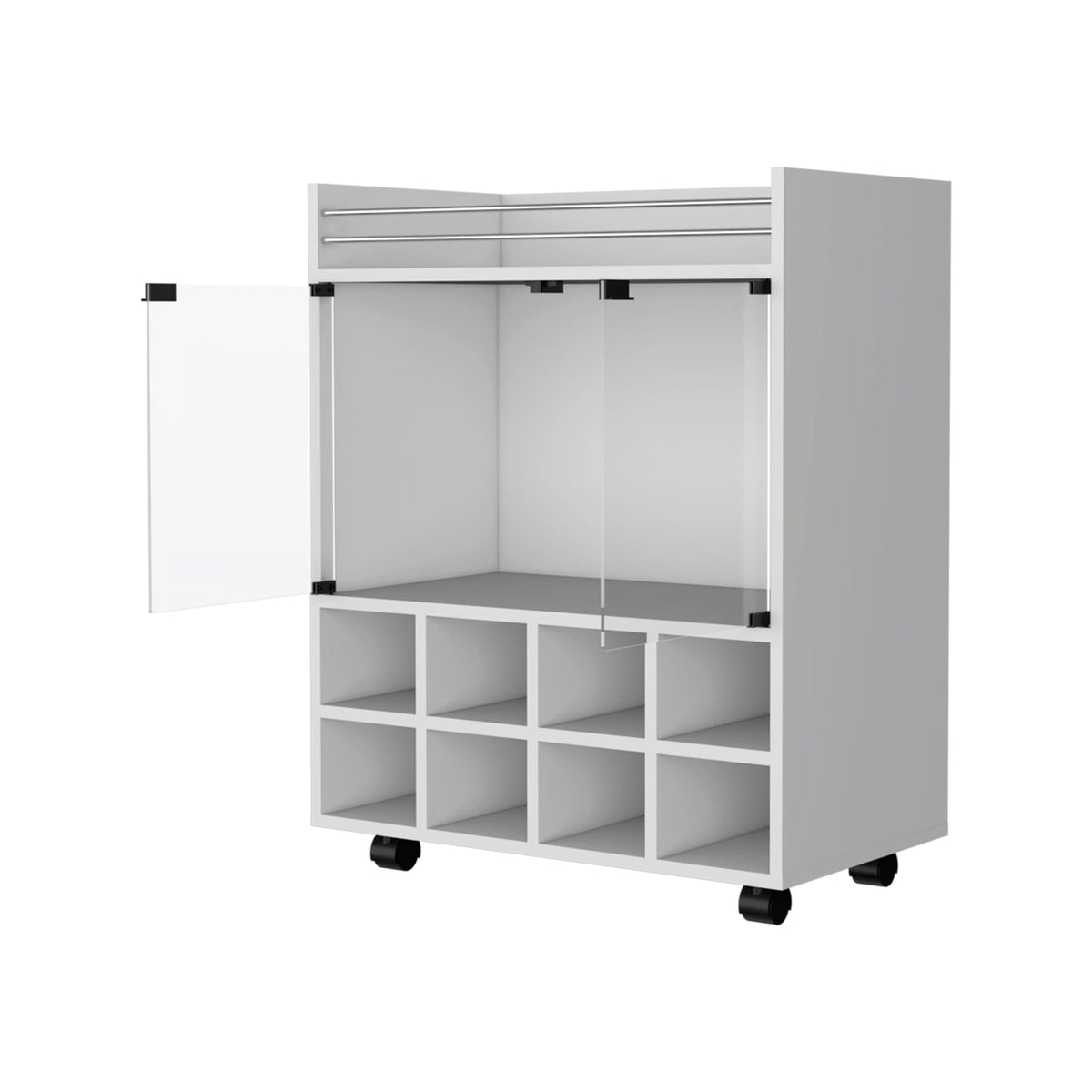 Small White Kitchen Cart with Wine Rack