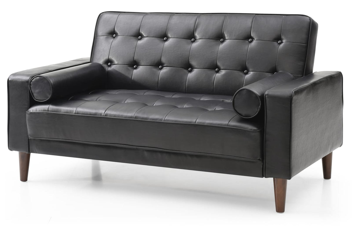 Black PU Foam Loveseat - 60" Wide Seat for Living Room