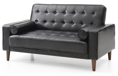 Black PU Foam Loveseat - 60" Wide Seat for Living Room
