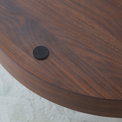 Modern Round Glass Table - Walnut & Grey Storage