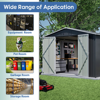10x10 Metal Outdoor Storage Shed - Black