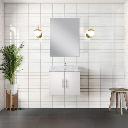 Glossy White Bathroom Vanity with Storage - 24 Inch Wide