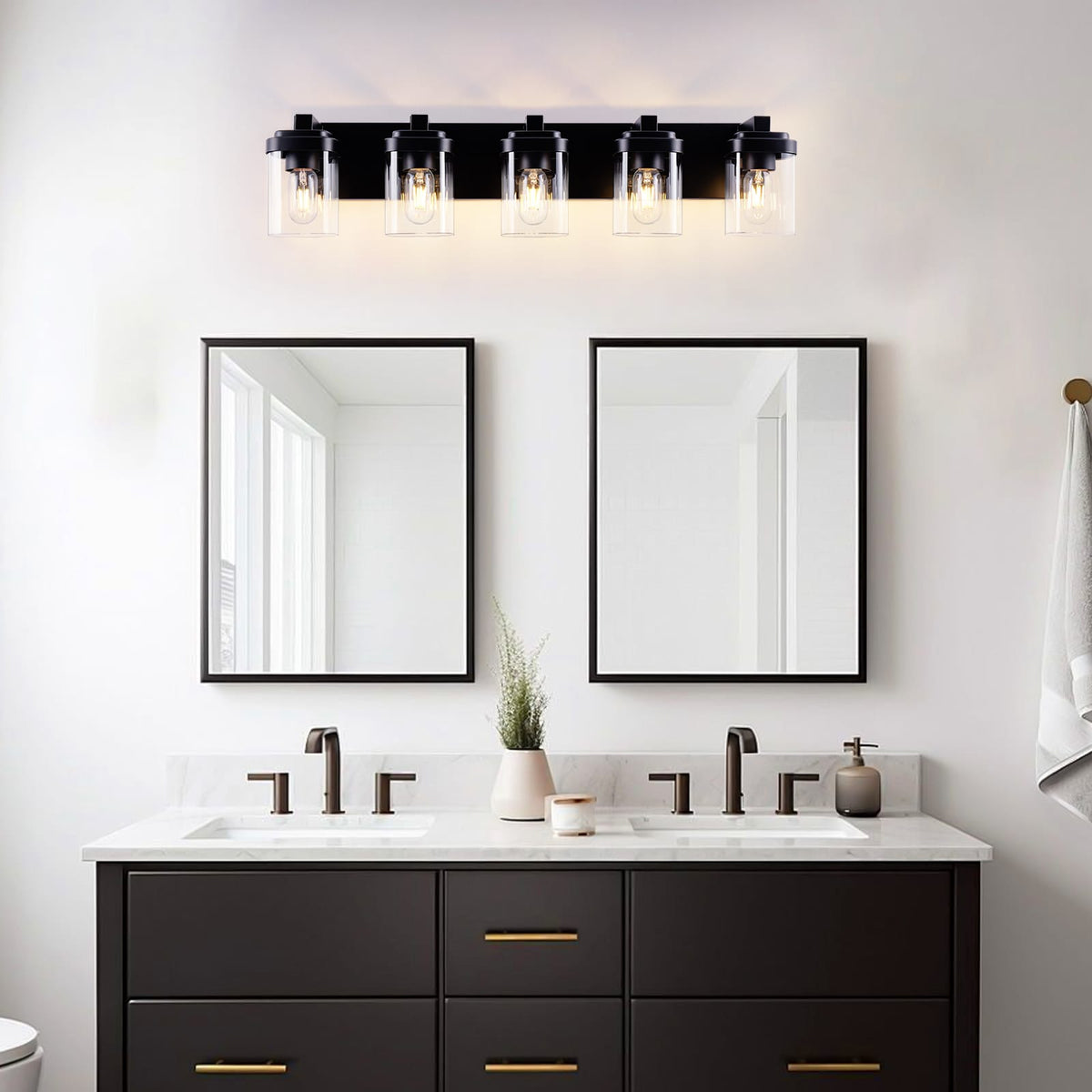 Matte Black Iron Vanity Light Fixture for Bathroom Mirror