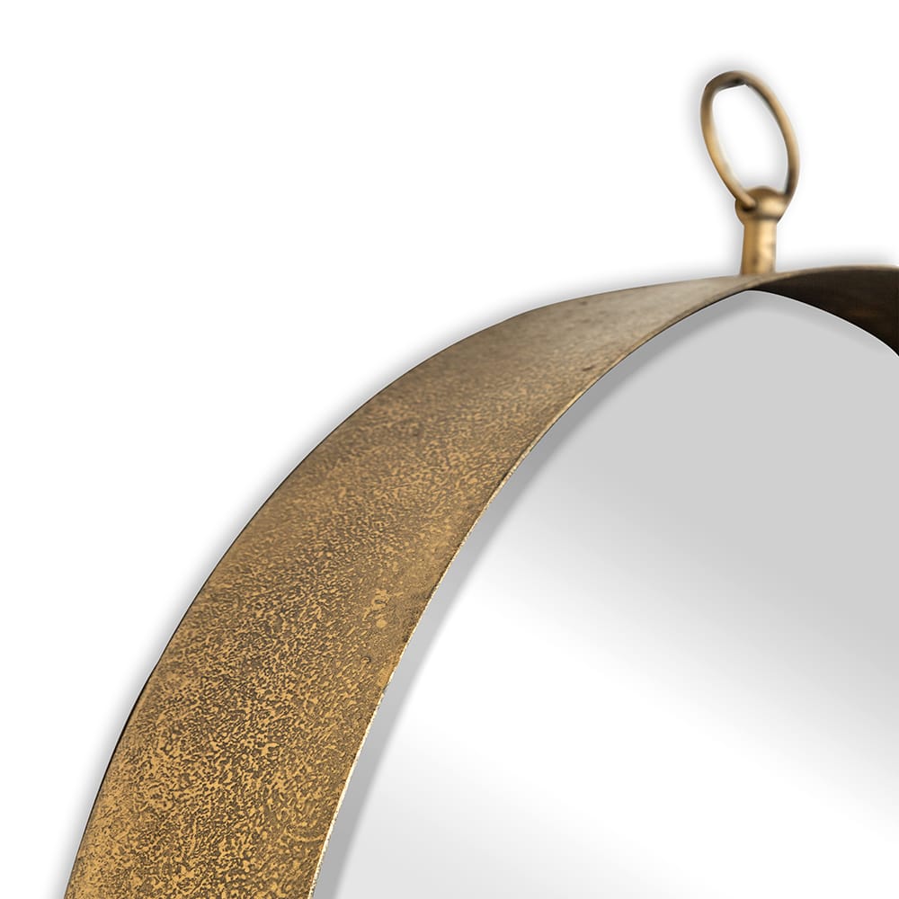 Gold Round Mirror - 24x28 Inch Vanity Mirror with Iron Frame