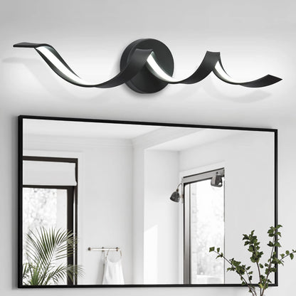 Black Metal Bathroom Light Fixture - Spiral LED Wall Sconce
