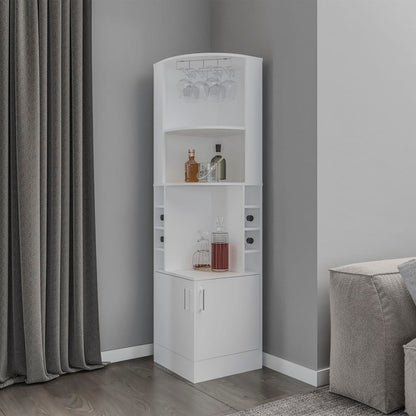 White Corner Bar Cabinet - 18.5" x 18.5" Storage for Living Room