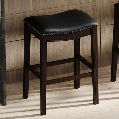 Black PU Leather Barstool with Hardwood Frame, 31 inch height for Bedroom