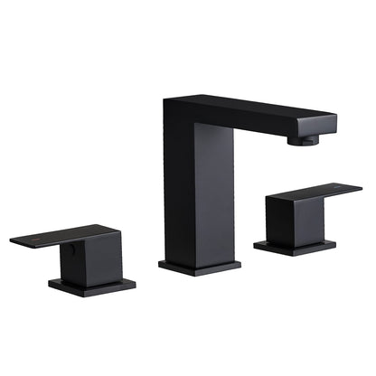 Black 8-Inch Widespread Bathroom Faucet - Joystick Handle