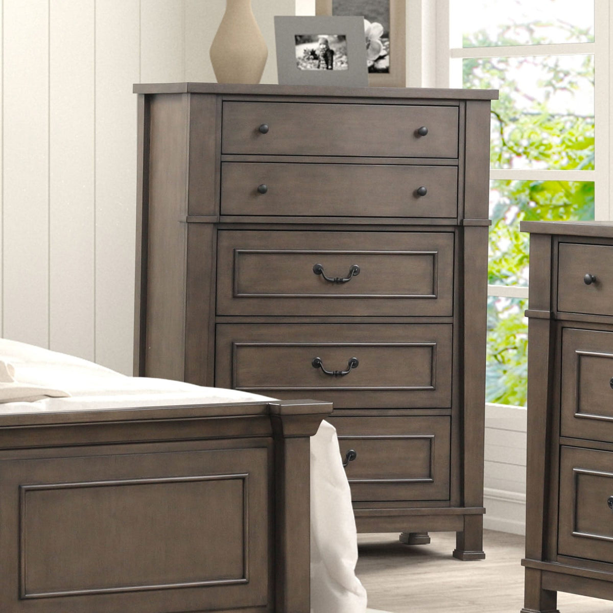 Transitional Dark Walnut Chest 1pc - Bedroom Dresser