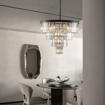 Black Crystal Chandelier - Luxury Living Room Lighting