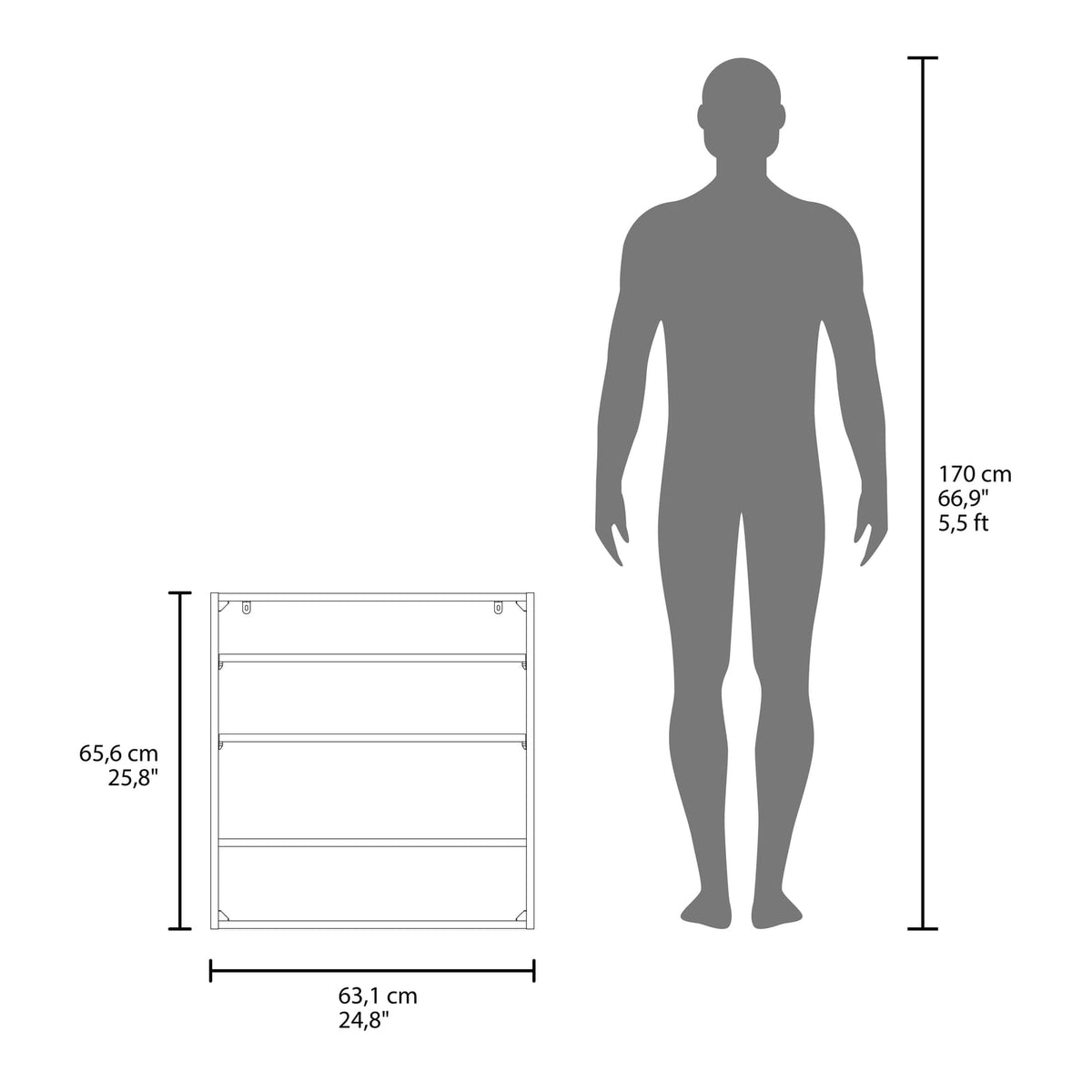 Wall Mounted White Bathroom Medicine Cabinet with 4 Shelves