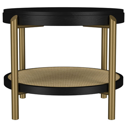 Benson Black Round End Table - Coastal Style Storage