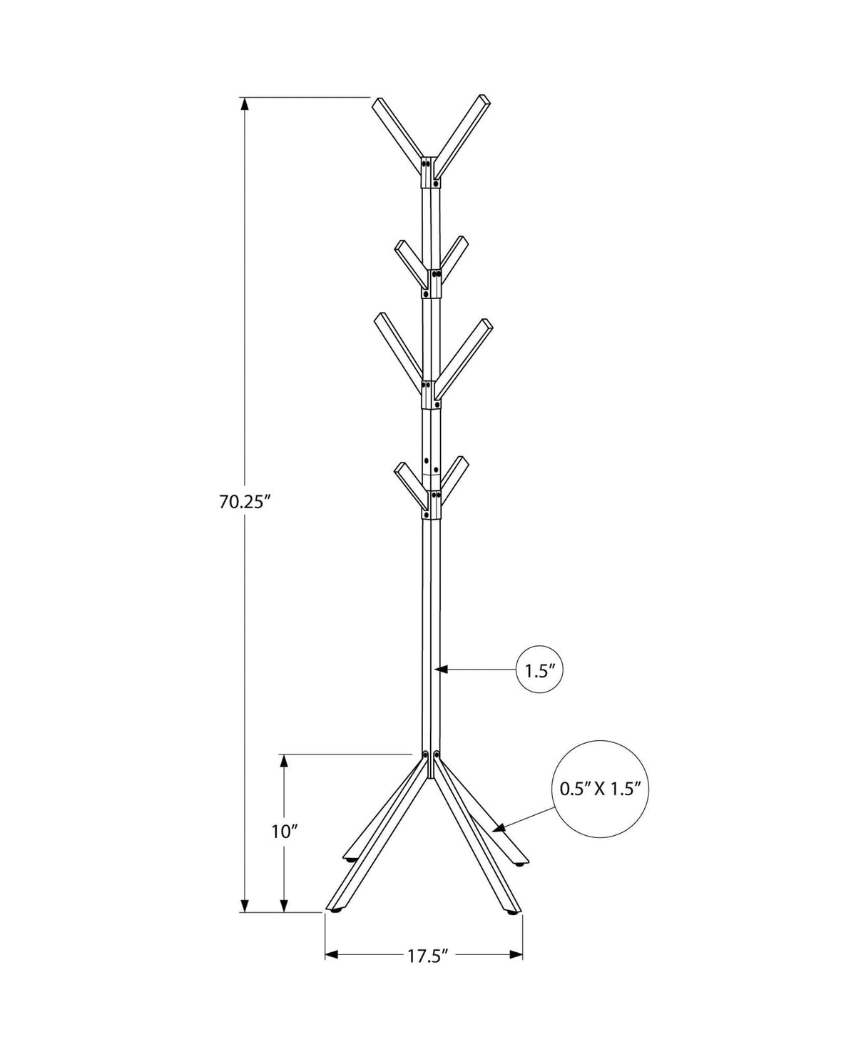 White Metal Coat Rack - 8 Hooks, Entryway Hall Tree
