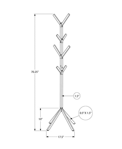 White Metal Coat Rack - 8 Hooks, Entryway Hall Tree