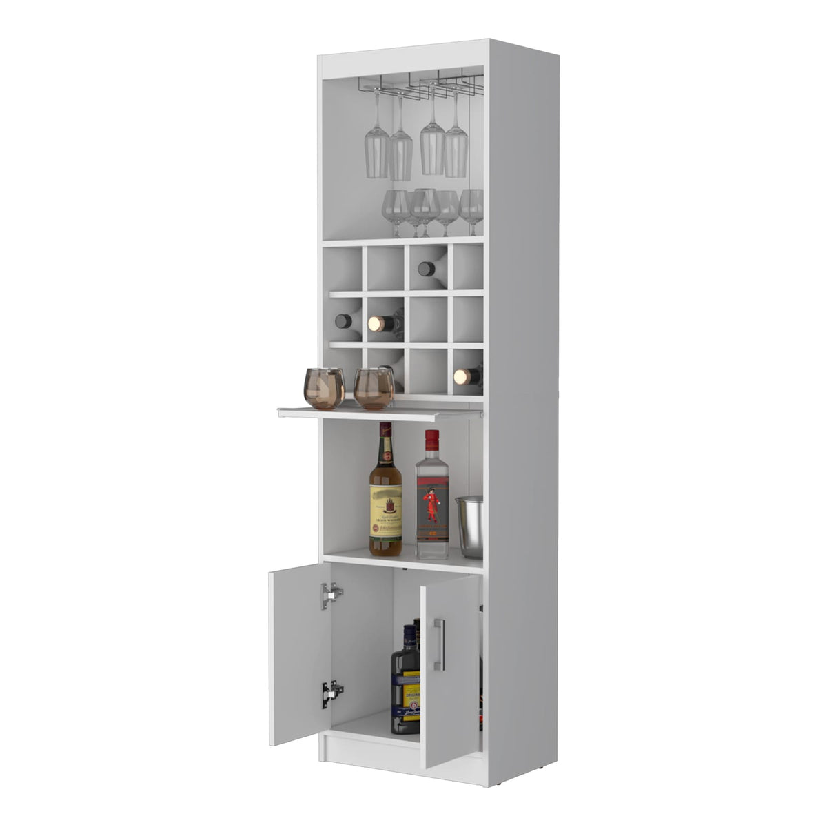 White Bar Cabinet with Wine Storage - 5+ Spaces for Living Room