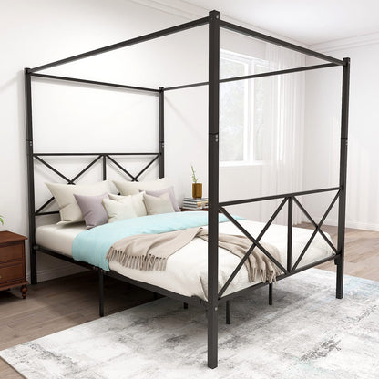 Queen Metal Bed Frame Black - Bedroom Support
