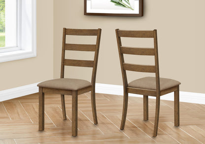Set of 2 Beige Dining Chairs - Walnut Wood Legs for Living Room