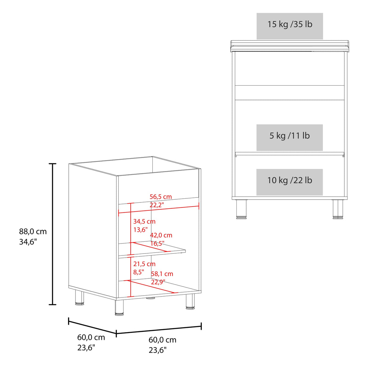 White Utility Tub Cabinet - 34.6" Freestanding Sink Storage