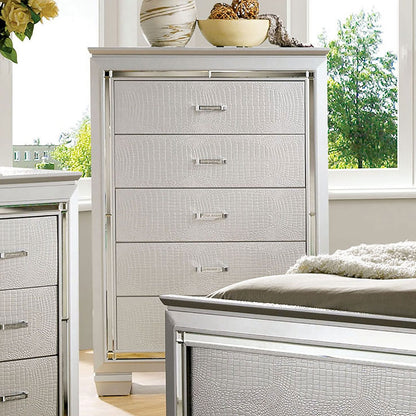 Silver Metal & Wood Chest Drawers - Bedroom Storage