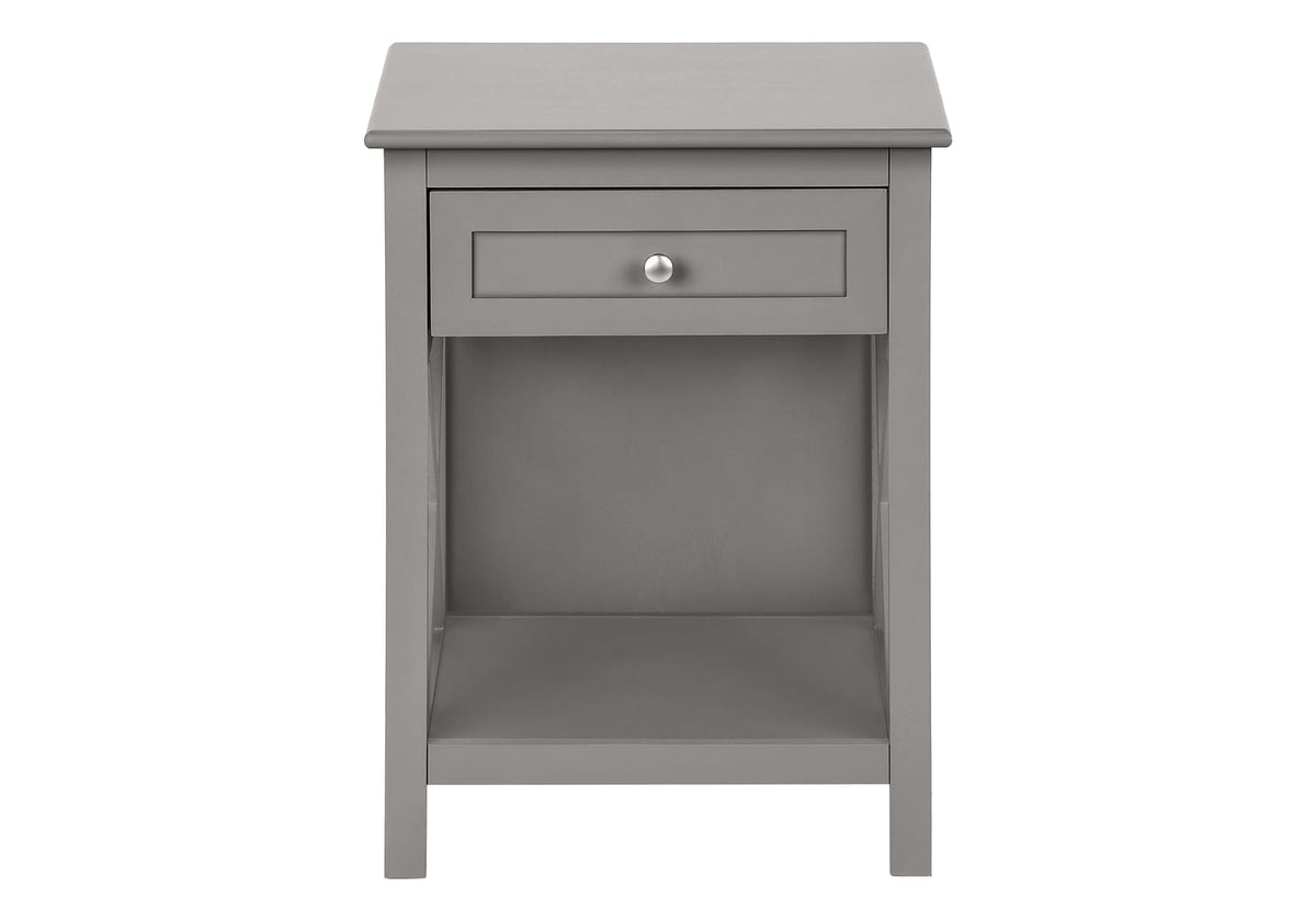 Grey MDF Accent Table - 2 Tier Storage Nightstand for Living Room