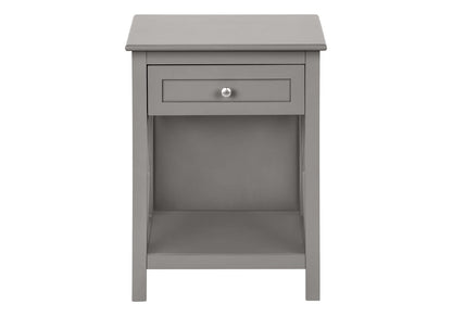 Grey MDF Accent Table - 2 Tier Storage Nightstand for Living Room