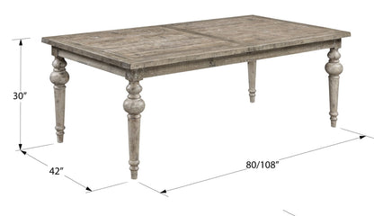 Taupe Rectangular Dining Table with Leaf - 80" x 42"