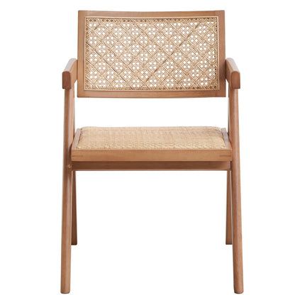 Beige and Natural Arm Chairs (Set of 2) - Mid-Century Modern Dining