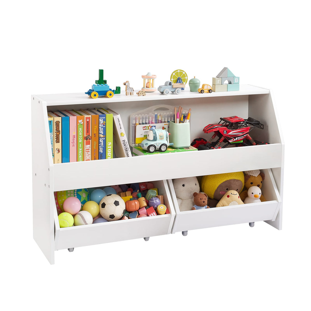 White MDF Kids Toy Storage Organizer 42" x 15"