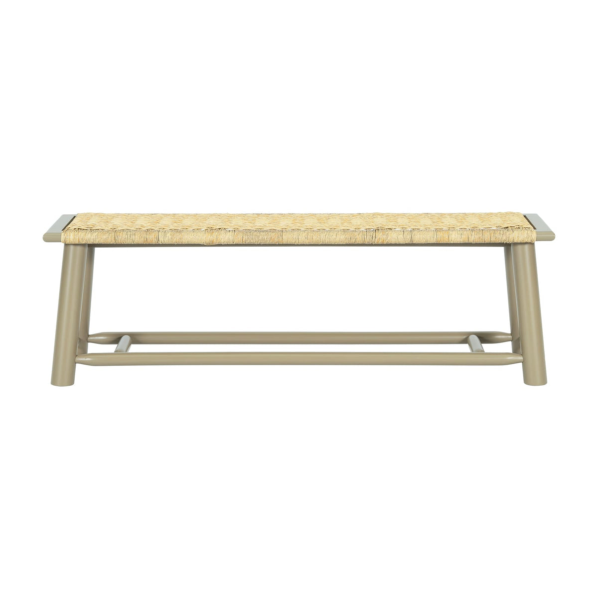 Gold Rattan Wood Bench - 59 Inch Farmhouse Style for Bedroom