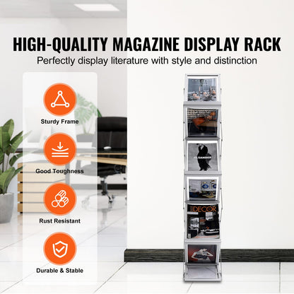 Silver Aluminum Brochure Display Rack with Carrying Bag for Office for Living Room
