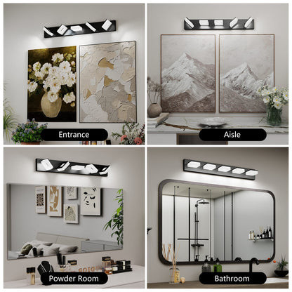 Modern Black Bathroom Vanity Light Fixture - 5-Light LED Wall Sconces