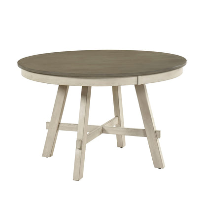 Rustic Round Dining Table - Antique White & Gray Wood