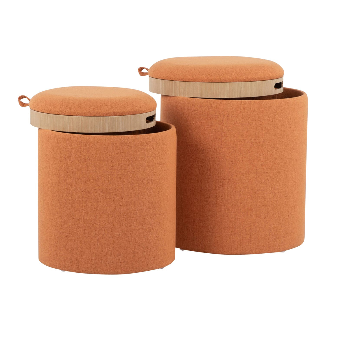 Orange Fabric Nesting Ottoman Set - 15.5" x 15.5"