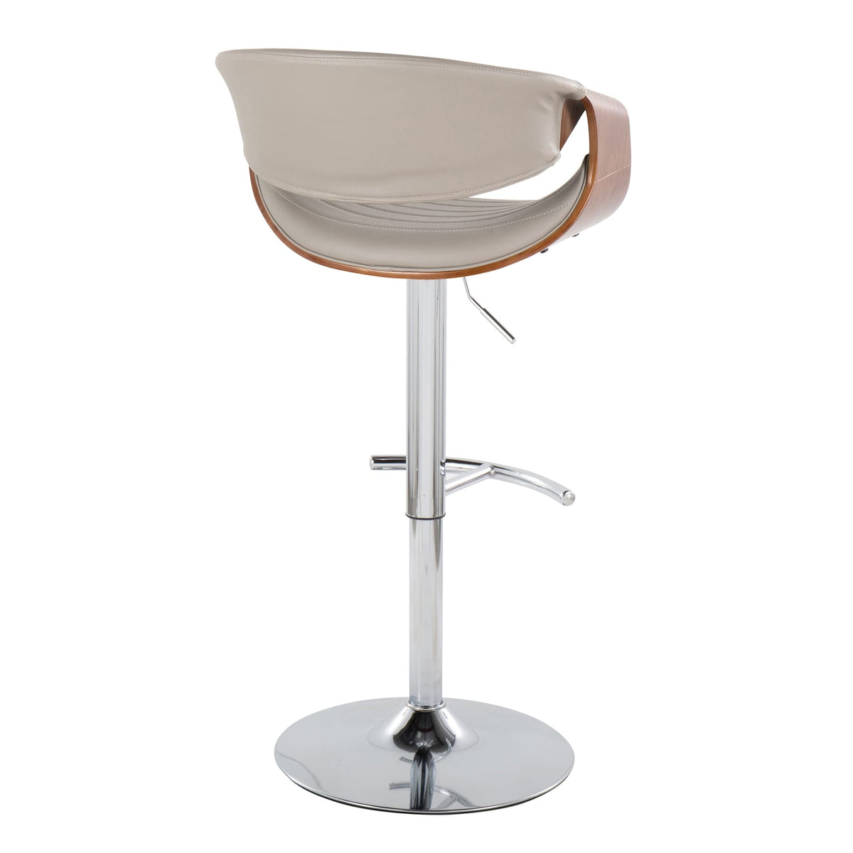 Mid-Century Barstools - Grey Faux Leather Set of 2