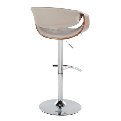 Mid-Century Barstools - Grey Faux Leather Set of 2