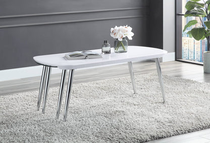 White Synthetic Wood Coffee Table with Pull-Out Top